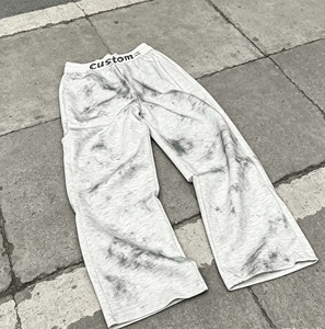 Pantalones Deportivos con Logotipo Personalizado, Lavado Desgastado, Cintura Elástica con Cordón, Ropa Casual Urbana para Hombre, Algodón, Otoño - Product Image 5