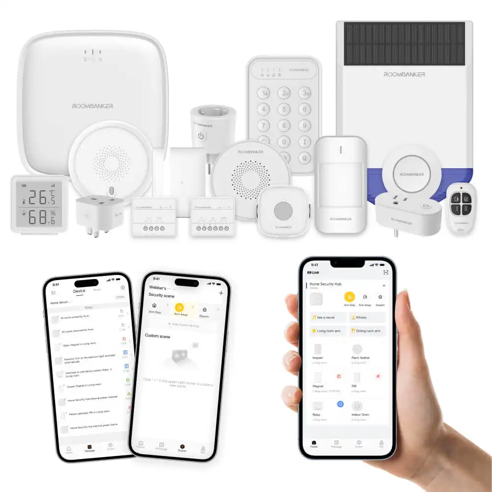 2024 NEW Roombanker GPRS WIFI burglar home security alarm system APP SMS phone call prompt with DIY alarm monitoring system