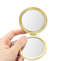 Miroir de poche compact blanc à sublimation or rose avec logo personnalisé Miroir à main de maquillage cosmétique