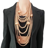 Collier de perles tendance et haut de gamme au style affirmé, longue chaîne de pull, ensemble de chaînes de corps