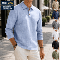 Chemises en mélange de lin à marque privée pour hommes, coupe classique, boutonnées, respirantes, à manches longues, pour le bureau et les occasions décontractées