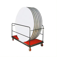 Carrito de Transporte Plegable con Marco de Hierro y Ruedas, Tapete Antideslizante Rojo, para Banquetes, Hoteles, Restaurantes y Servicios de Catering
