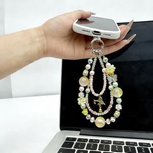 Chaîne de téléphone 15 cm avec <span class=keywords><strong>pendentif</strong></span> papillon en cristal violet et perles, design original, tendance, détachable et universel - Product Image 6