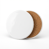 Sous-verres en grès en gros, sous-verres promotionnels en céramique ronds vierges pour sublimation avec support en liège