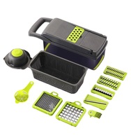 Topleider 12-In-1 Handmatige Groente Mandoline Slicer Pp Handbediende Veggie Chopper Met Uiensnijder Voedselhakselaar