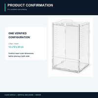 Terrarium en acrylique pour reptiles 12x12x20cm Transparent Ventilé Durable Léger Moderne Porte anti-évasion Vue à 360 degrés