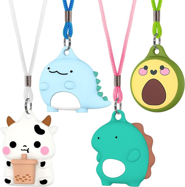 Silicone Air Tag Holder for Kids with Adjustable Length Necklace Cute Cartoon Case