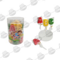 Permen Lolipop Halal Bentuk Huruf Rasa Buah Permen Keras Warna-warni ABC Alfabet Manis Edukatif untuk Anak-anak