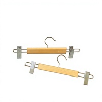 Cintre à pantalons en bois massif de qualité supérieure, à un seul niveau, écologique et durable, avec pinces réglables pour salle de bain et armoire, logo personnalisé OEM ODM
