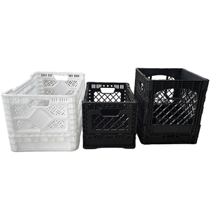 Caisse en plastique pliable de qualité supérieure pour le stockage des bouteilles de lait, empilable, noire, 26 quarts, vente en gros - Product Image 5