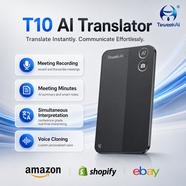 T10 Smart Translators AI Language Device Voice Interpreter Offline Travel Business NFC Communication Portable Assistant
