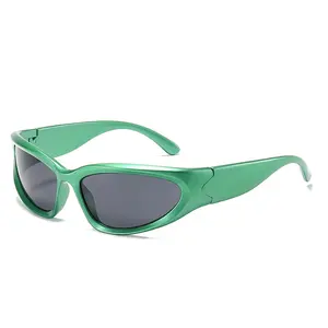 VIFF XY20896 kacamata hitam alien bungkus sekitar mata futuristik Oval trendi Y2K untuk pria wanita