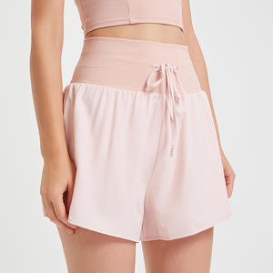 Pantalones cortos deportivos informales transpirables con cordón para mujer de cintura alta con estilo personalizado para gimnasio y uso diario - Product Image 3