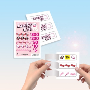 Billets de jeu personnalisés à motif chat, découpés à la forme, avec 3 fenêtres, languette à tirer instantanée, conception gratuite et impression numérique couleur intégrale - Product Image 1