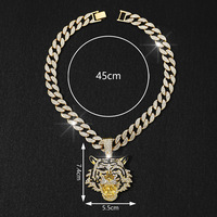 Collares para Hombre Estilo Hip Hop 2025 con Colgante de Animal y Cadena Gruesa, Cadena Cubana de Aleación Chapada en Oro de 18K con Tigre de Diamantes Completos