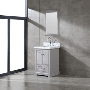Meuble de salle de bain à vasque simple de 24 pouces de style transitionnel fabriqué au Vietnam, armoire blanche avec comptoir en marbre de Carrare et miroir - Product Image 3