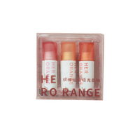 HERORANGE trois par paquet Matte Velvet Lip Glaze set série de couleurs nude sans tache sur la tasse ensemble de boue à lèvres sensation d'air blanc