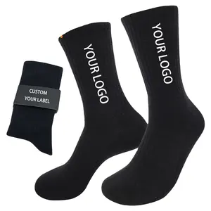 Sifot toptan özel nakış büyük erkek çorap örme ekip çorap düz renk özel Logo ile rahat çorap tipi