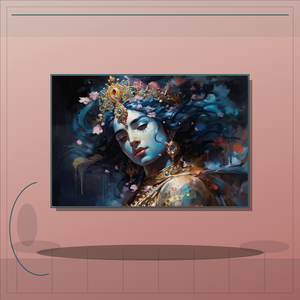<strong>Krishna</strong> Hindu Devotional Portrait Canvas Wall <strong>Art</strong> Two Artwork Options for Home Altar Meditation Room Hotel Interior - Product Image 4