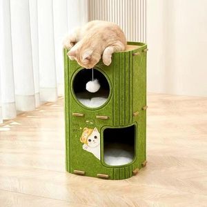 Modern Large Multi-layer All-season <b>Cat</b> Climbing Frame Felt Integrated <b>Scratching</b> <b>Board</b> Enclosed <b>Cat</b> House Tree Home Use - Product Image 1