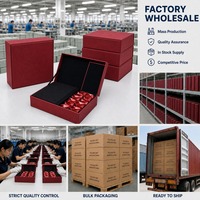 Boîte d'emballage personnalisée en cuir PU rouge pour sachets de thé chinois, avec fermoir doré, plateau intérieur doublé de velours et compartiments, coffret cadeau