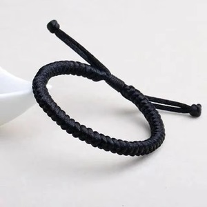 Hand-woven Red/Black Cord Adjustable Stackable Jewelry Handmade Woven Diamond Knot Red <b>Rope</b> <b>Bracelet</b> - Product Image 5