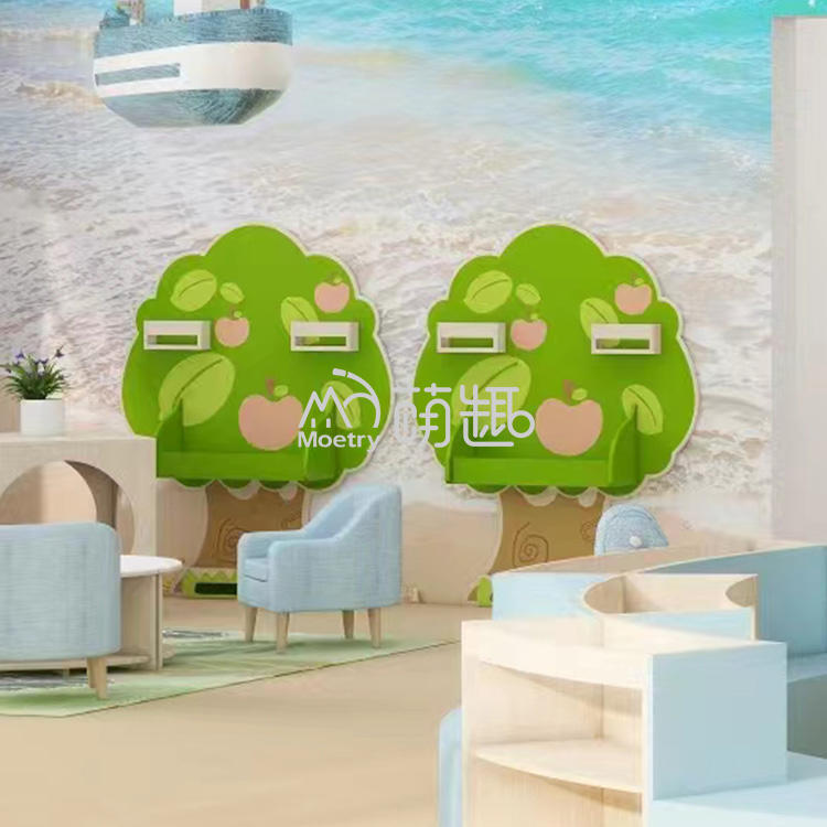 Forma de árbol de montaje en pared niños display rack