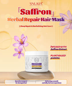 Mascarilla capilar con extracto de azafrán con logotipo personalizado OEM/ODM certificada BSCI para el tratamiento del cabello dañado, cutículas lisas, puntas antiabiertas - Product Image 2