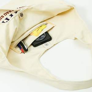 Logo personnalisé en gros imprimé écologique réutilisable épicerie vierge toile coton fourre-tout gilet sac fermeture à glissière supermarché cadeau - Product Image 3