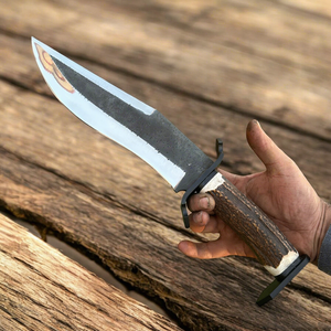 Couteau court artisanal en acier Damas de qualité industrielle 58HRC, à lame droite et pointe clip, garantie 1 an, pour camping et chasse en extérieur, OEM - Product Image 2