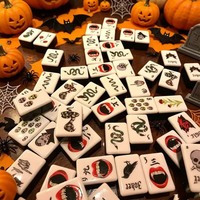 Tuiles de mahjong en acrylique brillant de qualité supérieure avec motifs d'horreur peints à la main, durables, légères et idéales pour l'affichage ou le jeu
