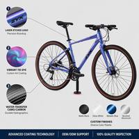 Bicicleta de Carretera OEM de Aluminio con Manubrio Plano, 21 Velocidades, 54cm, 56cm, 58cm, 61cm, para Ciclismo de Calle y Gravel, 700cc