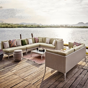 8 plazas clásico patio grande transversal esquina sofá y mesa <span class=keywords><strong>de</strong></span> café <span class=keywords><strong>de</strong></span> mimbre muebles para el hogar moderno - Product Image 4