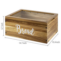 Nouveau Style Acacia Bois Conteneur De Stockage Des Aliments Boîte À Pain Boîte À Pain En Bois pour Comptoir De Cuisine
