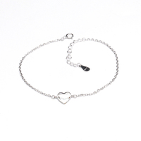 Fijne sieraden 925 sterling zilver minimalistische eenvoudige hartvormige armband dunne verstelbare ketting dames verjaardag Valentijn cadeau