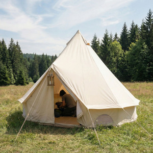 Grande Tenda de Glamping Familiar para 1-2 Pessoas, 330GSM, em Lona de Algodão, Cor Bege, com Bolsa de Transporte - Product Image 1
