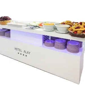 artificial marble stone restaurant hotel buffet bar counter luxury white buffet table