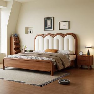 <span class=keywords><strong>Lit</strong></span> de style vintage haut de gamme en chêne au design rétro pour chambre principale, avec <span class=keywords><strong>lit</strong></span> moelleux pour enfants ou adultes - Product Image 1