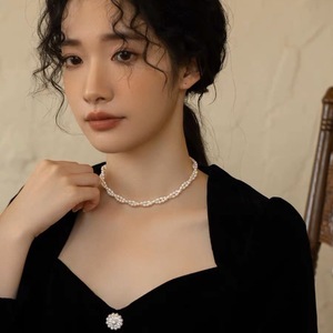 Collier en perles d'eau douce naturelles pour femmes, style rétro français, haut de gamme, tendance simple et originale, chaîne de clavicule INS - Product Image 3