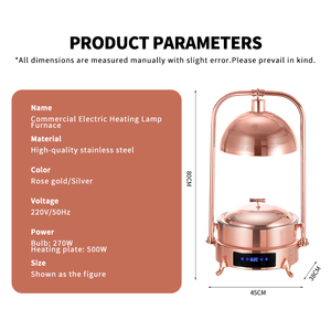 WINNERS Or rose Acier inoxydable 2 en 1 Buffet <span class=keywords><strong>Chauffe</strong></span>-plats Restauration Lampes chauffantes Service buffet Plaque chauffante avec bassin alimentaire - Product Image 2