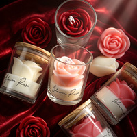 Décoration d'intérieur, bougies parfumées artisanales de luxe en forme de rose, cadeau créatif pour mariage, Saint-Valentin, pot en verre, bougies en cire de soja parfumées