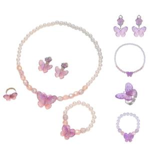 Set di orecchini di perle a farfalla simpatici cartoni animati per bambini - Product Image 4