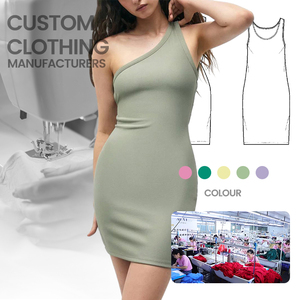 Abito Mini in Maglia Sexy da <span class=keywords><strong>Donna</strong></span>, Design Personalizzato, Casual, con Collo all'Americana, in <span class=keywords><strong>Cotone</strong></span>, per l'Estate, Feste e Club - Product Image 4