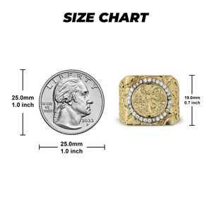 14K金メッキ50ペソメキシカンコインスクエアナゲットCZバンドリング男性女性用ユニークなギフトジュエリー - Product Image 4