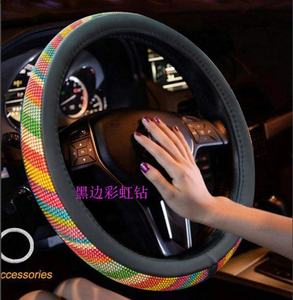 M4 قوس قزح الماس جلد غطاء عجلة القيادة مع بلينغ بلينغ كريستال الراين - Product Image 2