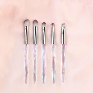 Ensemble de 5 pinceaux à paupières en fibres synthétiques <span class=keywords><strong>diamant</strong></span>ées, design dégradé coloré pour le maquillage des yeux et des sourcils - Product Image 4