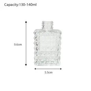Botella difusora de caña cuadrada para coche ámbar vacía de 150ml, botella difusora de aroma de vidrio con tapas