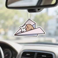 FTQS Désodorisant de voiture suspendu en forme d'avion en papier mignon, motifs Ours et Capybara, OEM, Marque privée, Longue durée, Cadeau