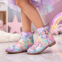 Bottes à lacets pour enfants personnalisées OEM ODM, couleur bonbon, imprimées, chaussures plates, chaussures de mode pour filles, vente en gros d'usine
