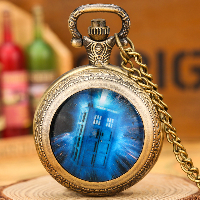 Dr Who Time Vortex Antique Gift Craft Necklace Pendant Old Quartz Pocket Watches